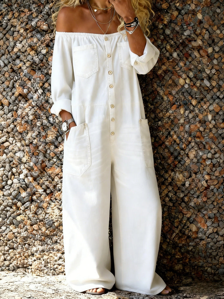 Noa | Salopette en Jean avec Décolleté Off-Shoulder
