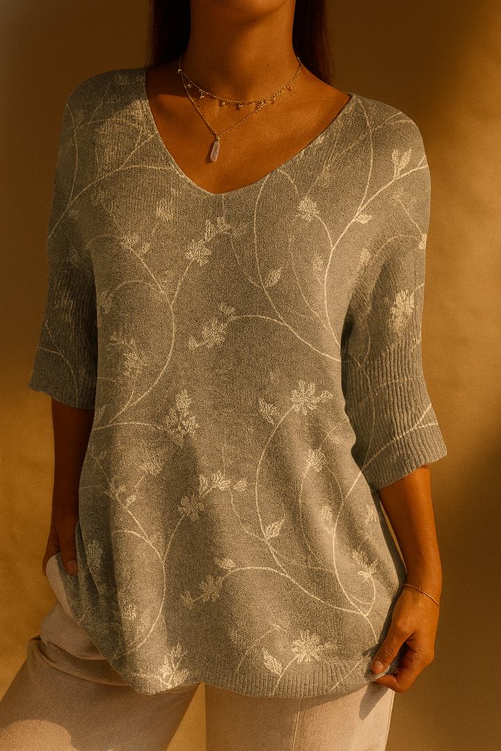 Pull vintage floral en maille décontracté pour femmes