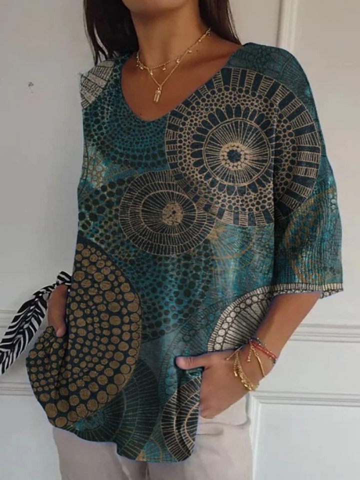 Pull en tricot décontracté avec motif géométrique abstrait vintage pour femmes