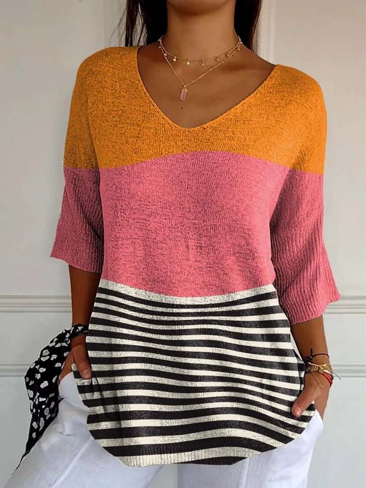 Pull décontracté en tricot à motif abstrait pour femmes