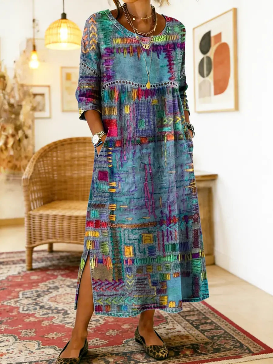 Marjan | Robe en denim avec imprimé unique