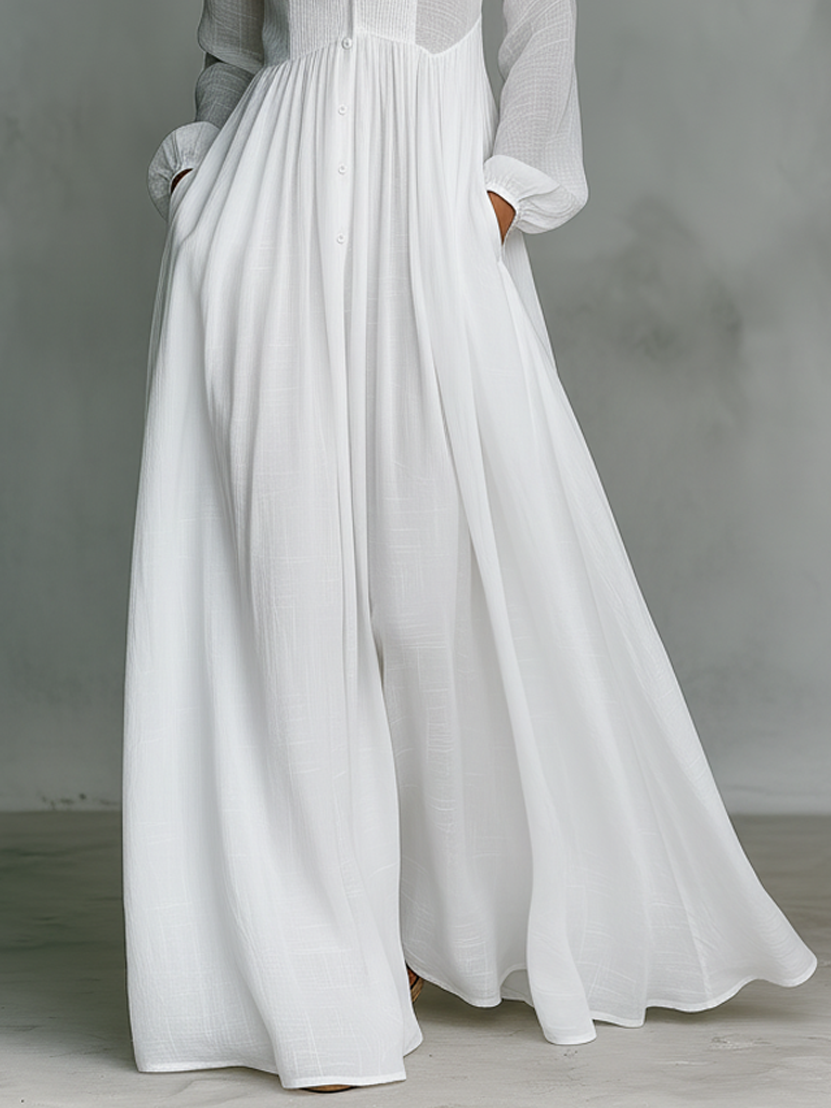 Serena | Robe Maxi à Boutons Fluide