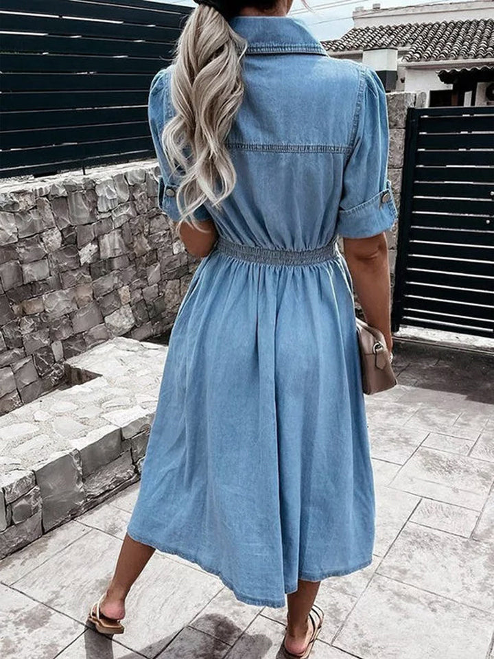 Déborah | Robe en Jean à Manches Courtes